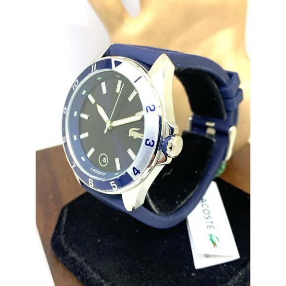 Lacoste Men's Watch 2011125 Tiebreaker Quartz Blue Dial Rubber Band Sport 43mm - Picture 2 of 14